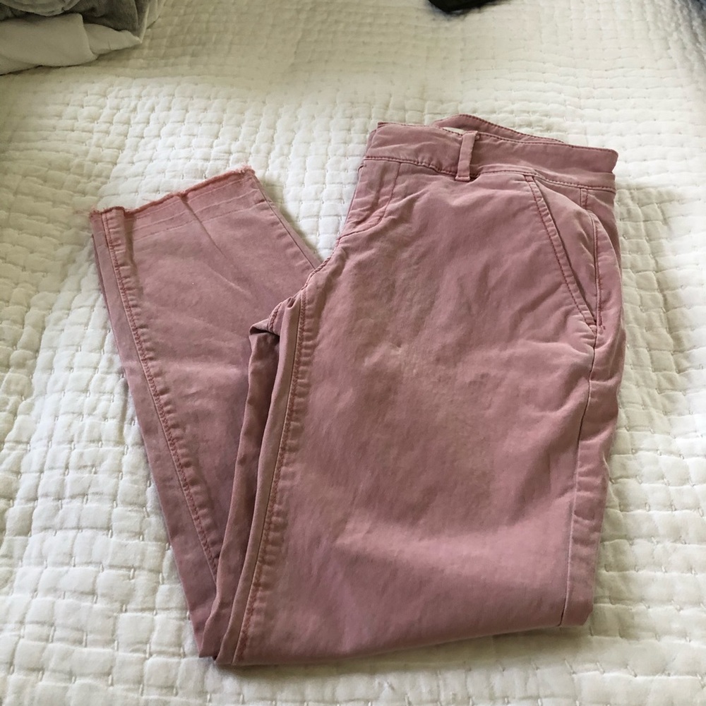 Loft crop pants raw hem